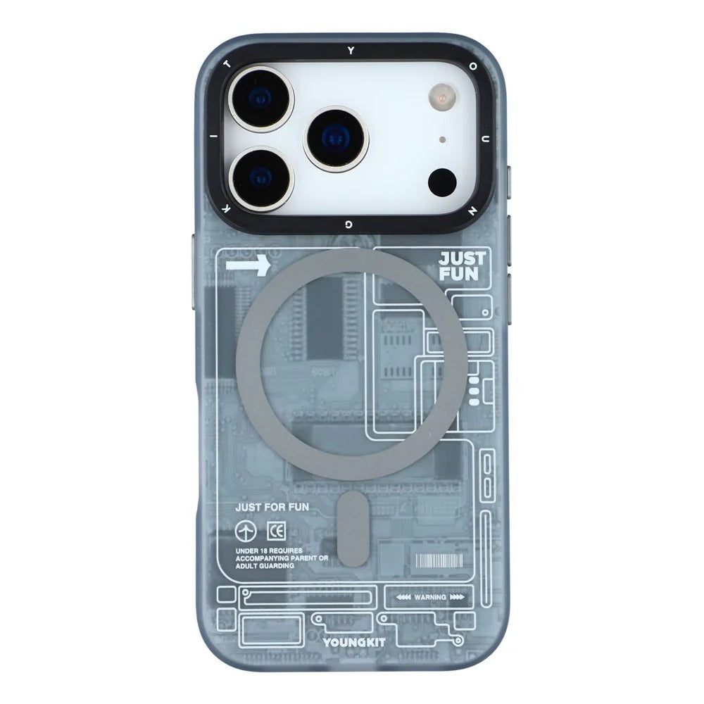 iPhone 17 Pro Max YOUNGKIT Case, Technology Series Matte Finish Magsafe Back Cover - Gray